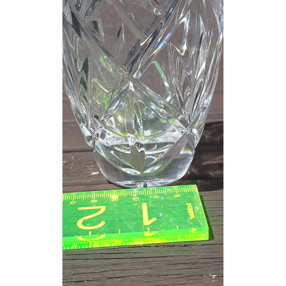 Vintage Hand Cut‎ 24% Leaded Crystal Oval Bud Vase Made in Poland